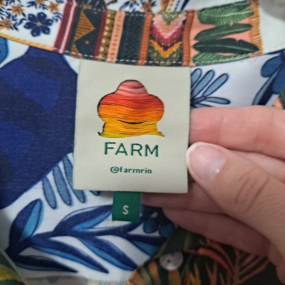 Farm Rio Tropical Mixed Scarves Button Down Small NWOT - Picture 7 of 9